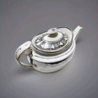 Antique Art Nouveau  Silver   White Teapot Rare Porcelain 1826 Silver Lustre 
