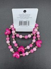 Friendship Charms Jewelry Set Necklace Bracelet Pink Gold Hearts Kids