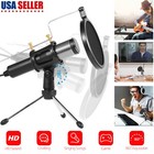 Usb Condenser Microphone Pop Filter Kit Computer Broadcasting Studio Recording
