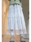 High Waist A-line Skirt Cake Lace Splicing Women Plus Size Loose Fit Spring Summ