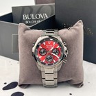 Bulova Marine Star 98b350 Chronograph Stainless Steel 43mm Red Dial Men s Watch