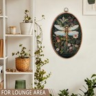 Foritho Vintage William Morris Dragonfly Oval Framed Wall Art  Dark Color 01