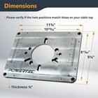 Powertec 71850 Aluminum Router Table Insert Plate Set With Reducing Rings