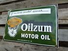 Oilzum Porcelain Sign Advertising Vintage Gas 24  Usa Hot Rod Motor Oil Pump