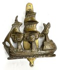 Vtg Antique Brass Galleon Door Knocker Clipper Ship Nautical Maritime 4  X 4 25 
