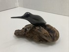 Unique Vintage Wood Carved Hummingbird On Burl Wood Base Folk Art 5 In