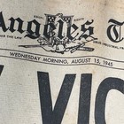 Vtg Lot Of 2 Los Angeles Times Aug 15 1945 Wwii Newspaper Peace Victory 2 Parts