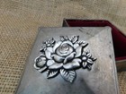 Vtg Silver-plated Trinket Jewelry Dresser Vanity Storage Box Rose Motif Lined