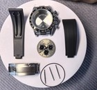 40mm Stainless Steel Watch Kit dial hands strap For 4131 7750 4130 Movements