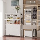  Shoe Rack  8 Tier Shoe Storage Cabinet With Door  32 Pair Shoe 8 Cube White