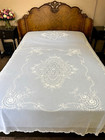 Antique 1920s Tambour Lace Full queen Net Bedspread  Great Condition 