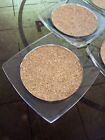 Vintage Set Of 5 Clear Lucite Acrylic   Cork Coasters Mid Century
