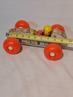 Vintage 1965 Fisher Price Bouncy Racer  8 Wooden Pull Toy Race Car Driver Bobs