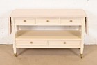 Baker Furniture Mid-century Modern Cream Lacquered Rolling Server Or Bar Cart