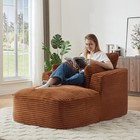 Chaise Lounge Sofa Oversized Corduroy Couch 3 Pillows Orange