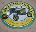John Deere Tractors  Porcelain Enamel Sign 29 X 29 Inches