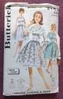 Vtg 1950s Butterick 2153 Full Skirt Dress Sewing Pattern Junior 11 31 Bust