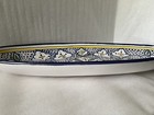Euc Vintage Tunisia Hand-painted Floral Platter 16    Oval Ceramic Dish Decor Blue