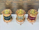Reclaimed Vintage Original Copper Old Antique Nautical Electric Lamps - Set Of 3