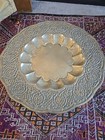 Stunning Large Antique Indian Folding Side Table With  Dished Brass Tray 30  Dia