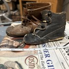 Very Nice Early Old Antique 1890 -1900 s   1940 Child   s Leather Button Tie Shoes