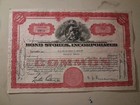 Bond Stores  Incorporated Stock Certificate Less Than 100 Shares Red