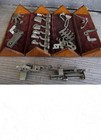 Antique Singer Treadle Sewing Machine Foldout Wood Case W  Attachment Acc s 
