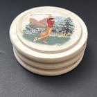 Vintage Set Of 3 Drink Coasters Golfing Scenes On White Cork Back  4  Round