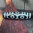 Tibetan Cinnabar Old Agate Dzi Inlaid Gold Wire 6 Dragon Eyes Bead 58mm Z0825