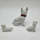 Vintage French Bulldog Figurines Iridescent Dog Family Set Luster Marked Japan