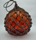 Vintage Glass Fishing Float In  Red Amber