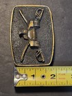 Vintage Us Army Armor Cavalry Belt Buckle Brass Tank Crossed Sabers Military Ins