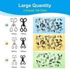 100 Pairs Hook And Eye Fasteners  3 Assorted Sizes  Black     Silver