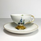 Vintage Tea Cup   Saucer Disneyland Tinkerbell   Castle Porcelain   Gold Trim