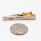 Vintage Two Tone Floral Tie Clip Engraved Silver Gold Leaf Etched Mens Tie Bar