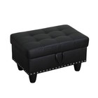 Black Faux Leather Tufted Storage Ottoman Bench Nailhead Trim Lift Top 28 5 In
