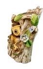 Vintage Owl Family Mom Babies Figurine 4 5 In Sitting In Tree Stump Porcelain