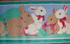 Nursery Child s Kids Room Decor Bunnies Wallpaper Border Rabbits Sharing Secrets