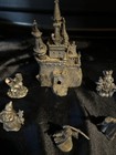 Set Of 7 Pewter Castle On A Rock W  2 Miniature Castles And 4 Wizards