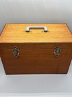 Vtg 70s Wooden Fishing Tackle Box Removable Tray Cork Lined Storage Chest 16x10
