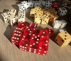 Lot Of 53 Vintage Game Dice Red Butterscotch  75    Bakelite Lucite   Tested  c 
