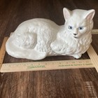 Vintage Large Ceramic Cat  Statue Figurine White Persian Cat 1967 Mcm