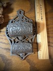 Vintage Cast Iron Decorative Double Match Safe Holder Wall Pocket Farmhouse
