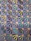 Antique Vintage Handmade Hand Stitched Purple Grandmother   s Fan Quilt 62 X 88 In
