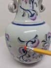 Vintage Chinese Porcelain Vase Hand Painted Gilt Gold Tone Details D55