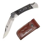 7  Lock Back Manual Open Folding Pocket Knife Black Pakkawood Handle W  Sheath