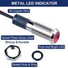 5x Red Led Pilot Indicator Light 110-220v Waterproof Ip67 6mm Metal Panel Mount