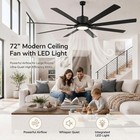 72 Inch Ceiling Fan Light Remote 8 Blades Black Composite Wood Led