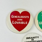 Vintage Buttons Genealogy Themed Novelty Buttons Pins Lot Of 3