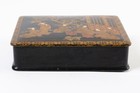 Antique Japanese Gold   Red Painted Black Lacquer Box Meiji Period 7  X 6 